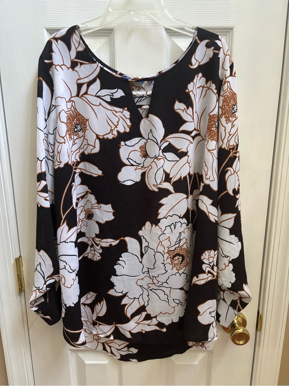 Apt 9 Woman’s Black, White & Brown Floral Blouse, Size xxl, NWOT